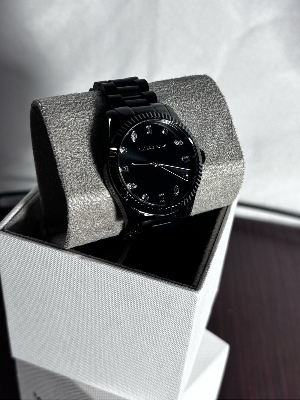 Michael Kors Black Crystal-Accent Women's Stainless Steel Watch - Picture 5 of 7